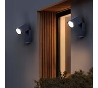 Lampada Parete Esterna Spot Alluminio Nero Apparecchio Facciata Mobile 2er Set [EEK: Non valutato]