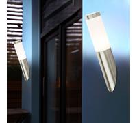 Lampada Parete Esterna Torcia E27 Acciaio Inox Opale Argento da Balcone 2er Set [EEK: Non valutato]