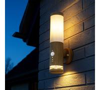Lampada Parete Esterno Movimento Acciaio Inox Legno Ottica Cortile Giardino Spot [EEK: G]