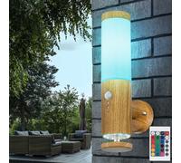 Lampada Parete Esterno Movimento Telecomando Regolatore Simil Legno RGB LED [EEK: F]