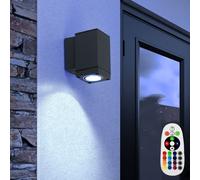 Lampada Parete Frontale Esterni Grigio Alluminio LED Dimmerabile Telecomando RGB [EEK: F]