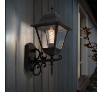 Lampada Parete Frontale Lanterna da Giardino Esterna Alluminio Nero Vetro [EEK: Non valutato]
