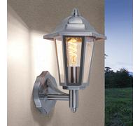 Lampada Parete Lanterna Luce per Esterni da Giardino Argento Acciaio Inox 1x E27 [EEK: Non valutato]