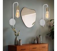 Lampada Parete Luce per Letto da Bianco Ottone H 36cm 2er Set [EEK: Non valutato]