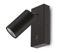 Lampada parete Maclean spot GU10 nero interruttore MCE369 B