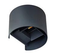 lampada parete muro led applique doppia luce 7 watt bianco naturale nero tondo