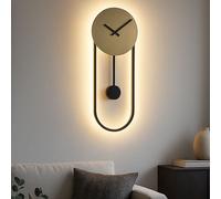 Lampada Parete Orologio da Luce Sala Pranzo Retroilluminato Oro LED H 58 CM [EEK: E]