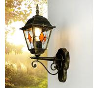 Lampada Parete Rustica IN Antico Oro Verso L'Alto E27 da Esternaa Cortile