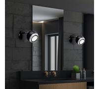Lampada Parete Spot Corridoio LED Nero Anello Cromato Regolabile Tondo 2er Set