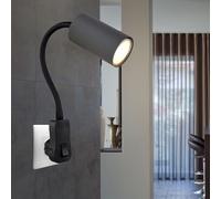 Lampada Parete Spot da Presa Nero Grafite Mobile collo a Cigno GU10 [EEK: Non valutato]