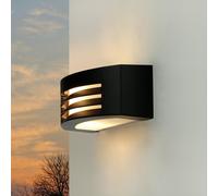 Lampada Parete Up Down Nero Vetro Alluminio E27 IP44 Wandleuchte Casa Facciata