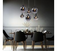 Lampada Pendente a Sospensione Tonalità di Vetro Colori Fumi Nero E27 H 120cm [EEK: Non valutato]
