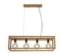 Lampada Pendente Bambù B:90 CM 4-flammig E27 Natura Nero Tavolo da Pranzo