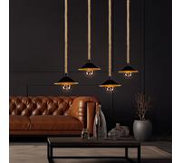 Lampada Pendente Corda Canapa Casa di Campagna da Cucina Altezza Regolabile H