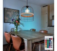 Lampada Pendente da Cucina LED Griglia Corda Canapa Regolatore Telecomando [EEK: Non valutato]