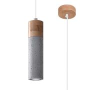 Lampada Pendente da Soffitto Calcestruzzo Legno Grigio Luce Sala Pranzo 1 Fiamma [EEK: Non valutato]