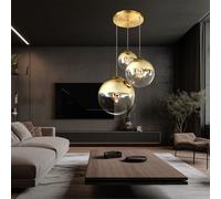 Lampada Pendente di Vetro 3 Fiamma Tavolo da Pranzo Sfera H 120 CM [EEK: E]