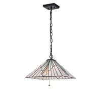 Lampada Pendente Interruttore B:38 CM Tiffany Stile Vetro Metall2x E27