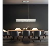 Lampada Pendente Kristallleuchte Altezza Regolabile Cromo Vetro Trasparente LED