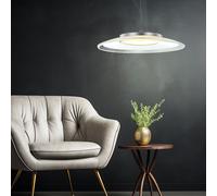 Lampada Pendente Lampada da Soggiorno Cromo Cucina Vetro LED D 40 CM