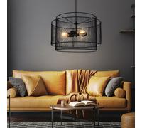 Lampada Pendente Lampada da Soggiorno Gabbia Pavimento Nero 3x E27 H 120 CM [EEK: Non valutato]