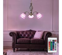 Lampada Pendente Lampadario Ottone Antico LED Dimmerabile Telecomando Vetro [EEK: F]