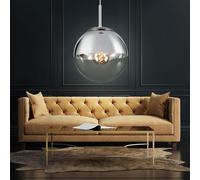 Lampada Pendente Luce Metallo Vetro Nichel Opaco Trasparente LED H 120cm [EEK: F]