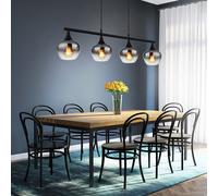 Lampada Pendente Luce Sala da Pranzo Colori Fumi 4 Fiamma Vetro LED H 120cm [EEK: F]