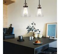 Lampada Pendente Luce Tavolo da Pranzo Metallo Vetro Chiaro E27 14x113cm 2er Set [EEK: Non valutato]