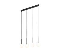 Lampada Pendente Metallo Vetro L: 78 CM H: Max. 140 CM Nero Bianco 4x G9