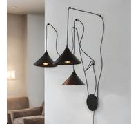 Lampada Pendente Nera Con Presa Da Parete Per Soggiorno FLEXIO
