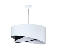 Lampada Pendente Rotondo Ø 50 CM E27 Bianco Nero Tessuto Velour Ottica Moderno