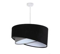 Lampada Pendente Rotondo D: 50 CM E27 Nero Grigio Tessuto Velour Ottica