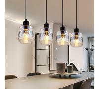 Lampada Pendente Sala Pranzo 4 Fiamma Vetro Amber Fiore Della Vita H 120cm [EEK: Non valutato]