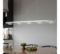 Lampada Pendente Sala Pranzo Luce a Sospensione Cromato Vetro LED H 150 CM