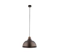 Lampada Pendente Tavolo da Pranzo Marrone E27 D: 34 CM Tondo Metallo Legno Retrò