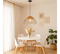 Lampada Pendente Tavolo da Pranzo Rattan Soggiorno Nero H 120 CM [EEK: Non valutato]