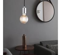 Lampada Pendente Tavolo da Pranzo Vintage Luce a Sospensione Nero Cromo D 12cm [EEK: Non valutato]