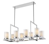 Lampada Pendente Vetro 99 CM Larghezza 8x E27 Cromo Bianco a Sospensione Pranzo