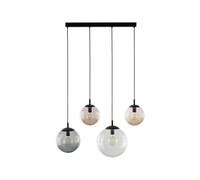 Lampada Pendente Vetro Fumé Metallo L: 87 CM H: Max. 175 CM E27 4-flammig