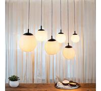 Lampada Pendente Vetro Metallo 130cm Lungo H: Max. 175cm Regolabile 6x E27
