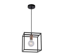 Lampada Pendiente In Metallo Nera E Rame Per Tavolo Da Pranzo E27 B:25 Cm