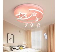 Lampada per Bambini Plafoniera Dimmerabile A LED Moderna Lampada da Soffitto A Sospensione Star Moon Lampada da Letto per Ragazze Ragazzi Camera da Letto Camera per Bambini Lampadar, Pink, 52cm