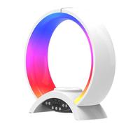 Lampada per caricabatterie senza fili, 4 in 1, caricabatterie senza fili, lampada da tavolo, sveglia, luce d'atmosfera, lampada da comodino a LED, lampada per altoparlante con caricatore senza fili