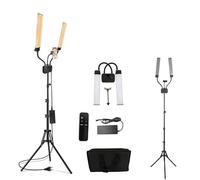 Lampada per ciglia a doppio braccio, kit di luce per ciglia LED, lampada di bellezza 45 W, illuminazione da studio con treppiede regolabile e supporto per telefono, 3000 K-5600 K, per trucco