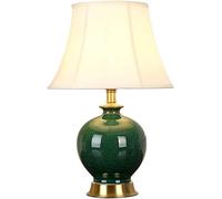 Lampada per comodino camera da letto Verde Crack Crack Ceramics lampada da tavolo cinese Vintage Camera da letto Lampada da scrivania Lampada in chinoiserie con crema in tessuto tonalità 53 * 35 cm