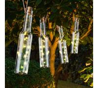 Lampada per Esterni Catena Luci Solare 4-flammig Bottiglia di Gas LED Giardino