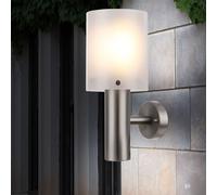 Lampada per Esterni da Parete Acciaio Inox Intemperie Argento Cilindro Opale LED [EEK: Non valutato]
