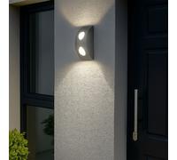 Lampada per Esterni da Parete IP44 Color Argento Muro Casa Bianco Caldo 2x LED