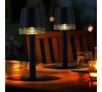 Lampada Solare da Tavolo Luce per Esterni LED Patio Nero Bianco Caldo 2er Set